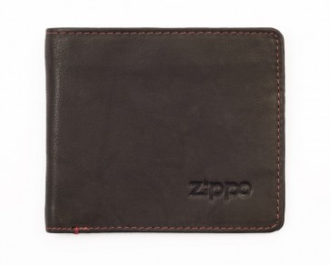 Leather bi-fold wallet (with coins). Mocha