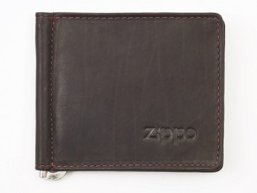 Leather bi-fold money clip. Mocha