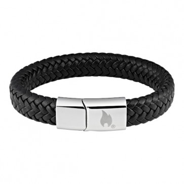 Flettet læderarmbåndt - 22 cm