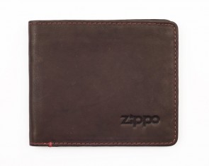 Leather bi-fold wallet (with coins). Brown