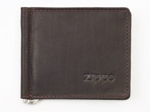 Leather bi-fold money clip. Mocha