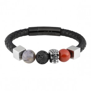Læder armbånd med Charms - 22 cm